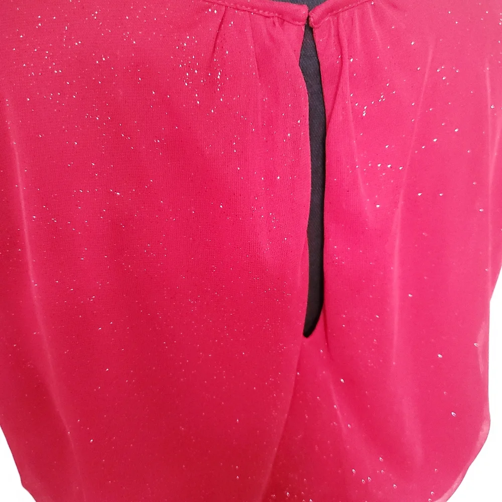 RED SLEEVELESS GLITTER COCKTAIL MIDI DRESS ( SIZE 14 ) - Picture 5 of 6